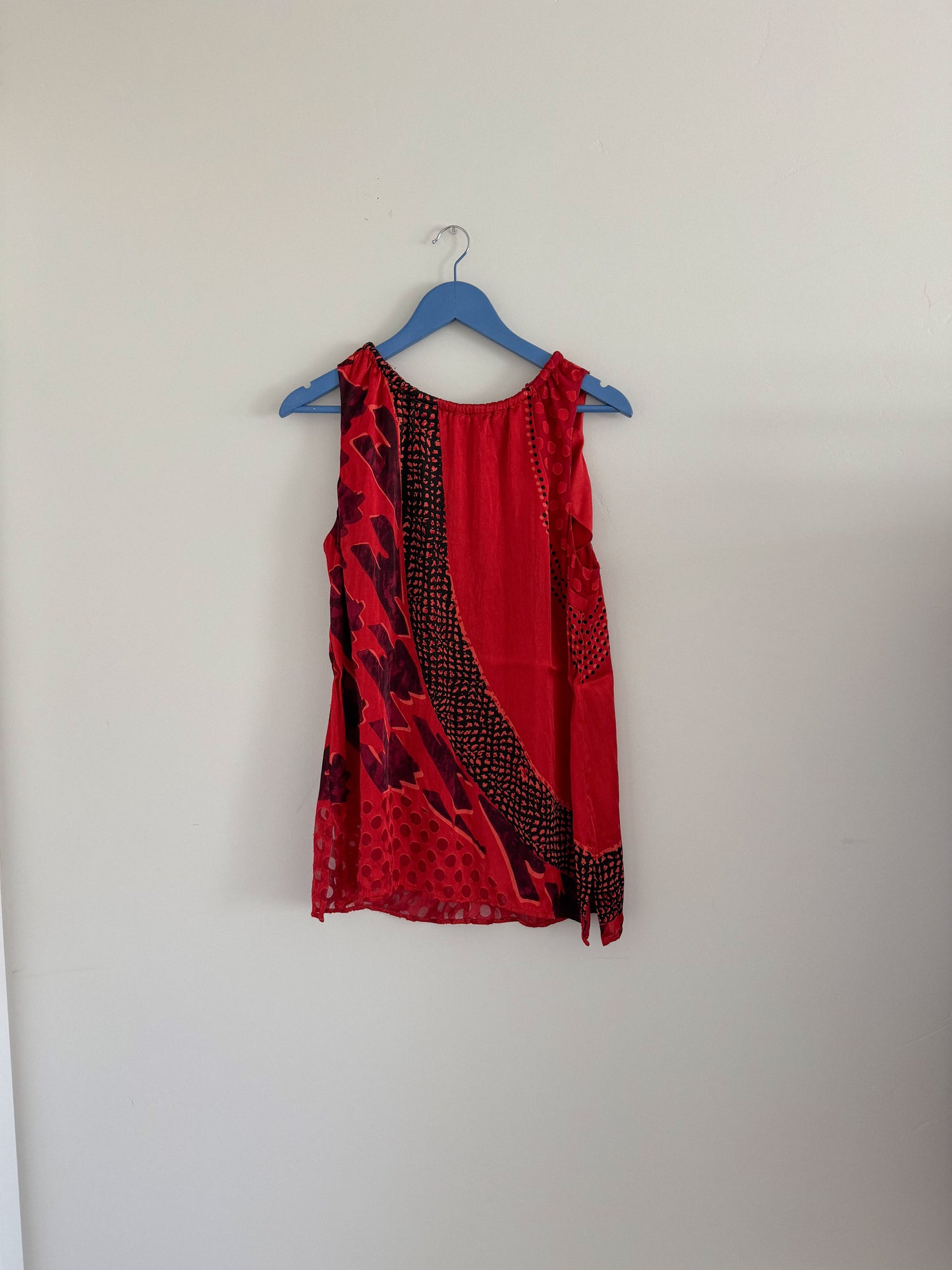 Vintage Red Silk Printed Tank