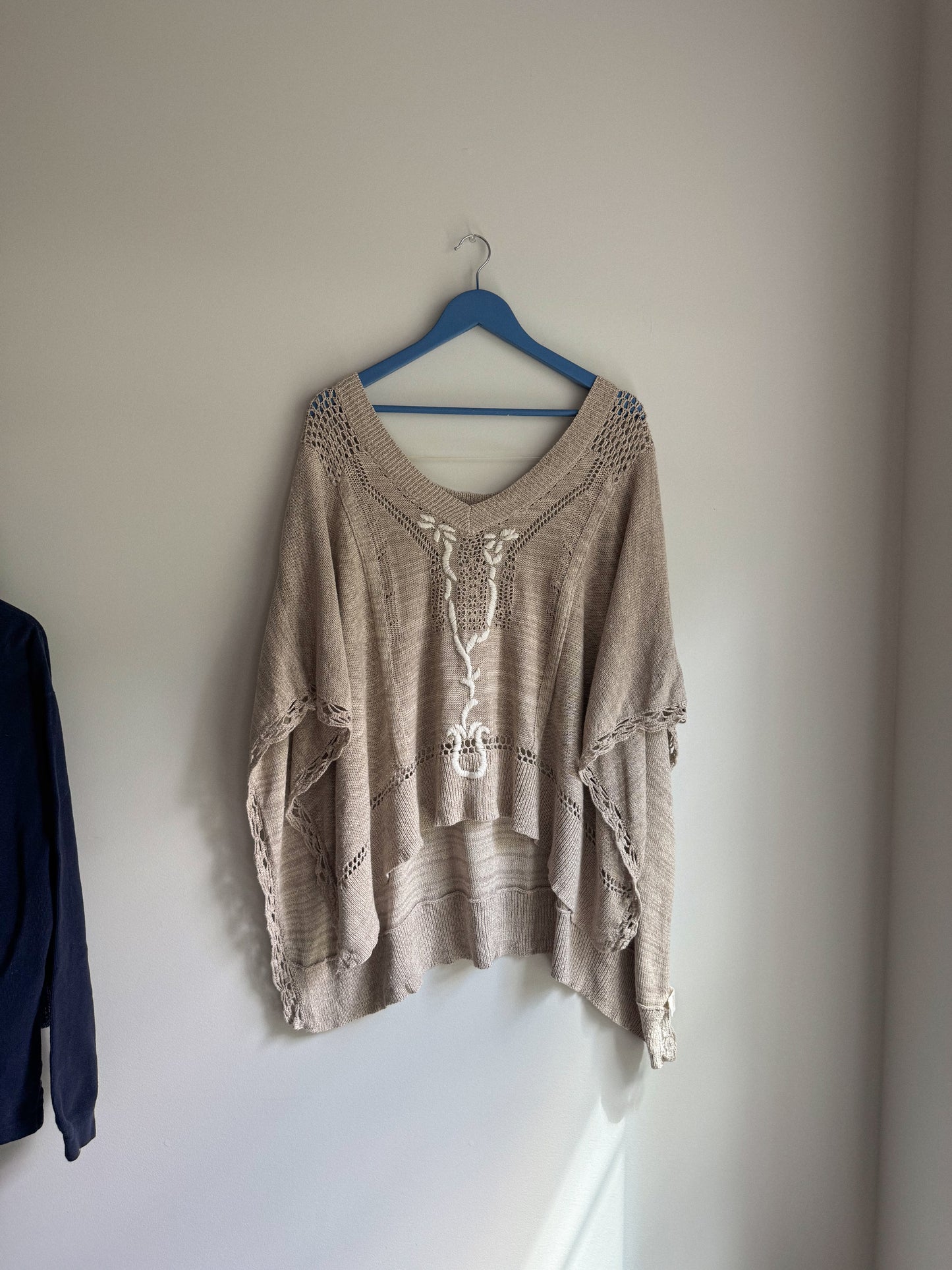 Free People Kona Pointelle Knit Poncho