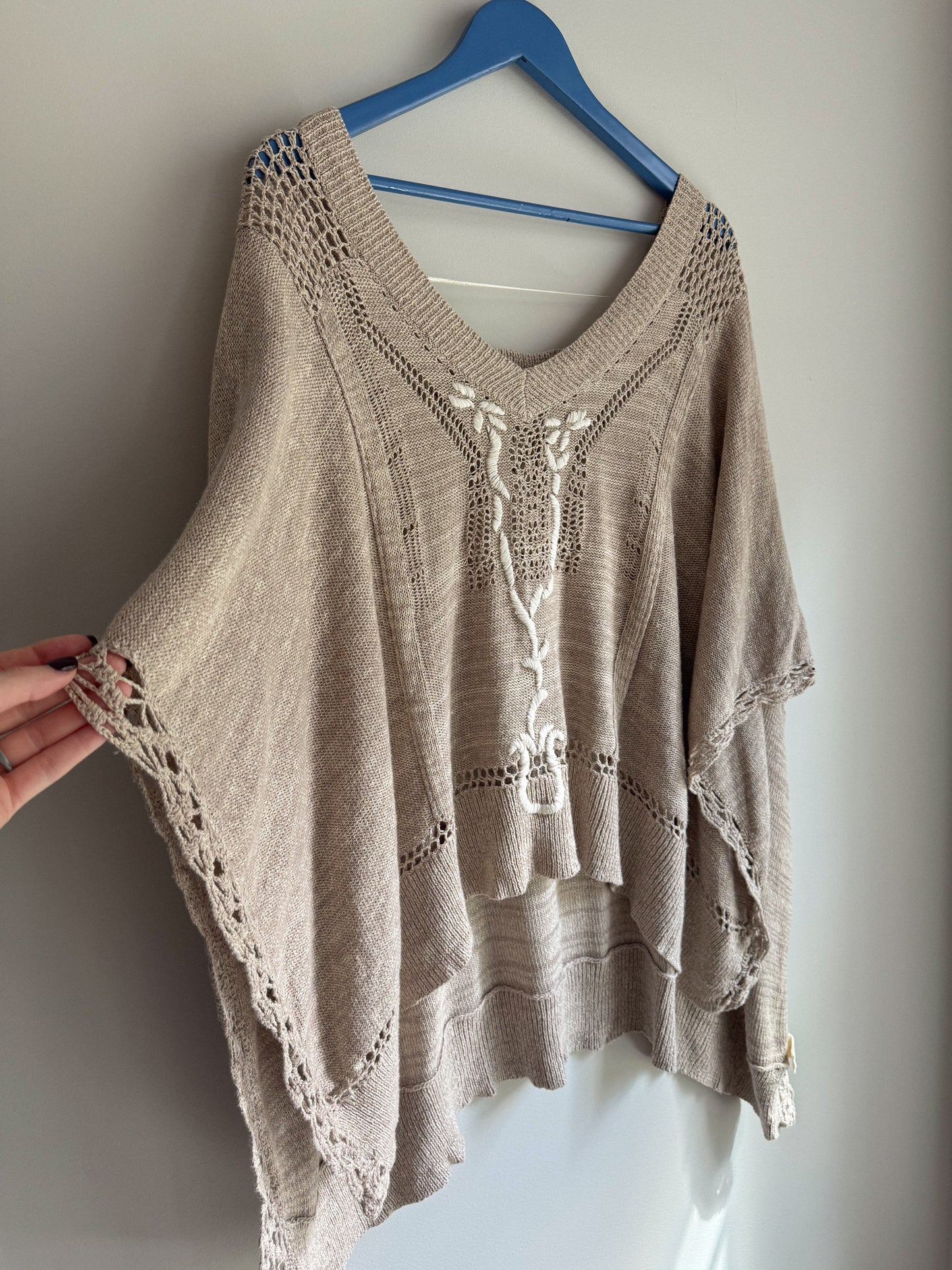 Free People Kona Pointelle Knit Poncho