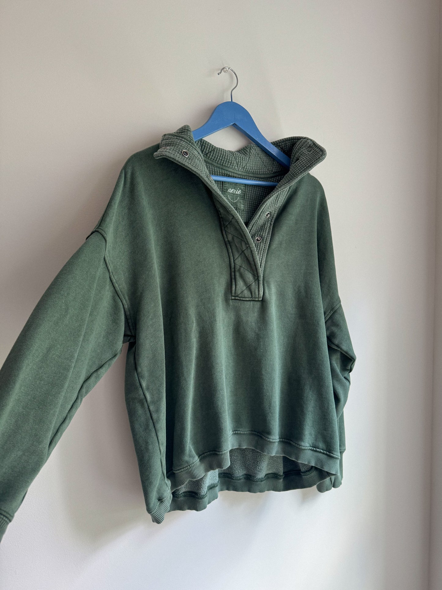 Aerie Getaway Quarter Snap Sweatshirt (Green)