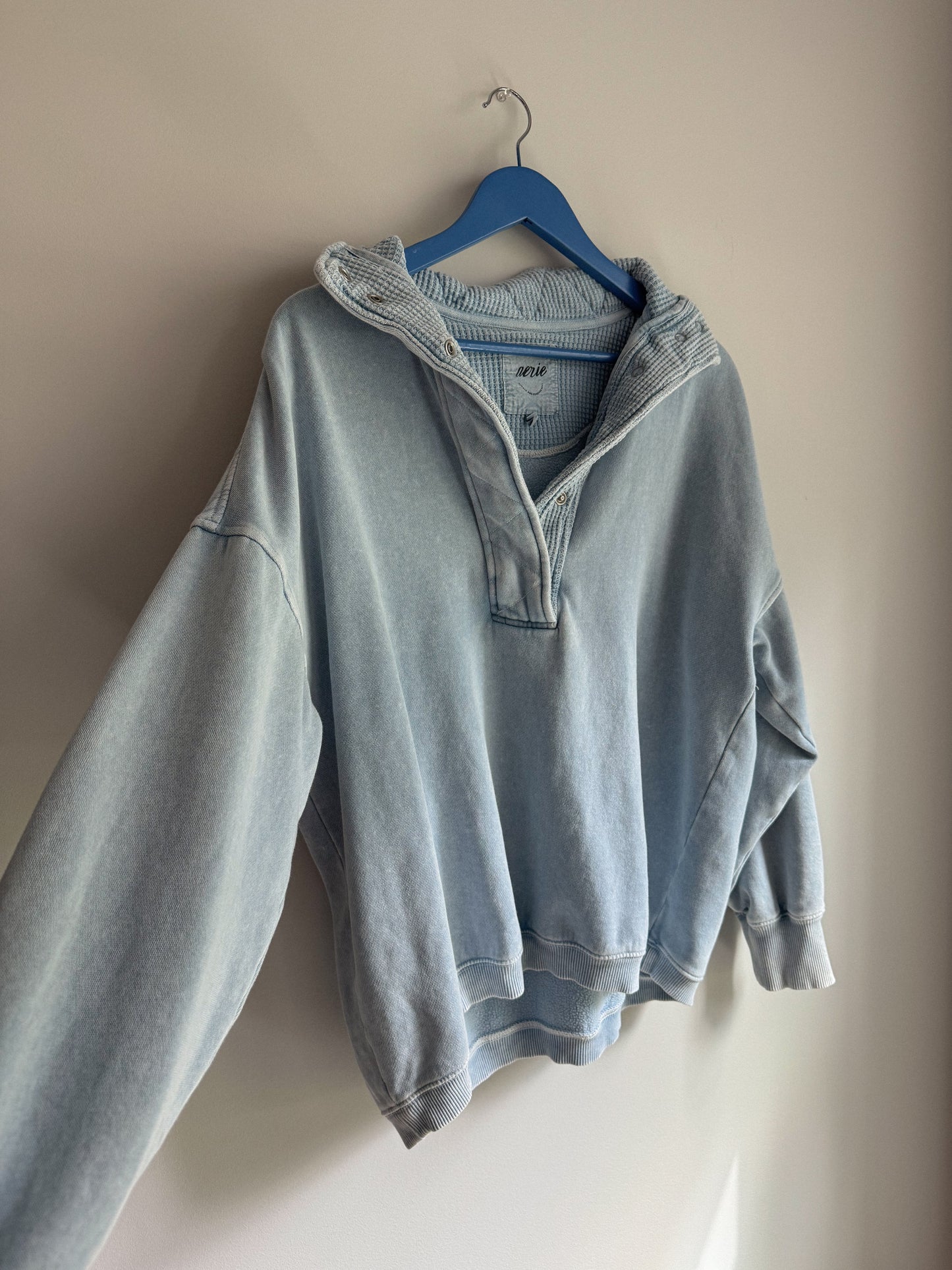Aerie Getaway Quarter Snap Sweatshirt (Blue)