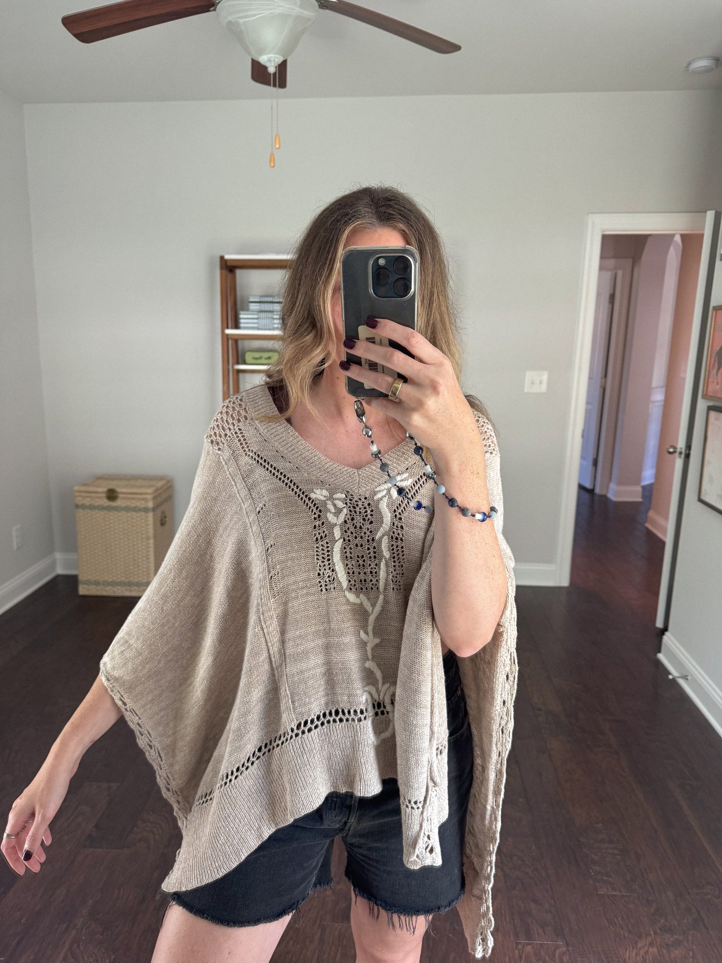 Free People Kona Pointelle Knit Poncho