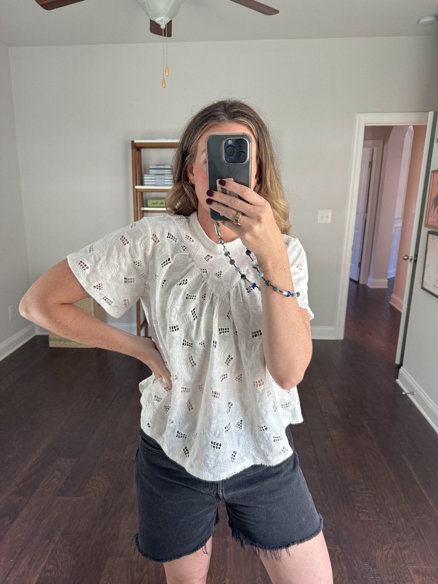 Cream Embroidered Top