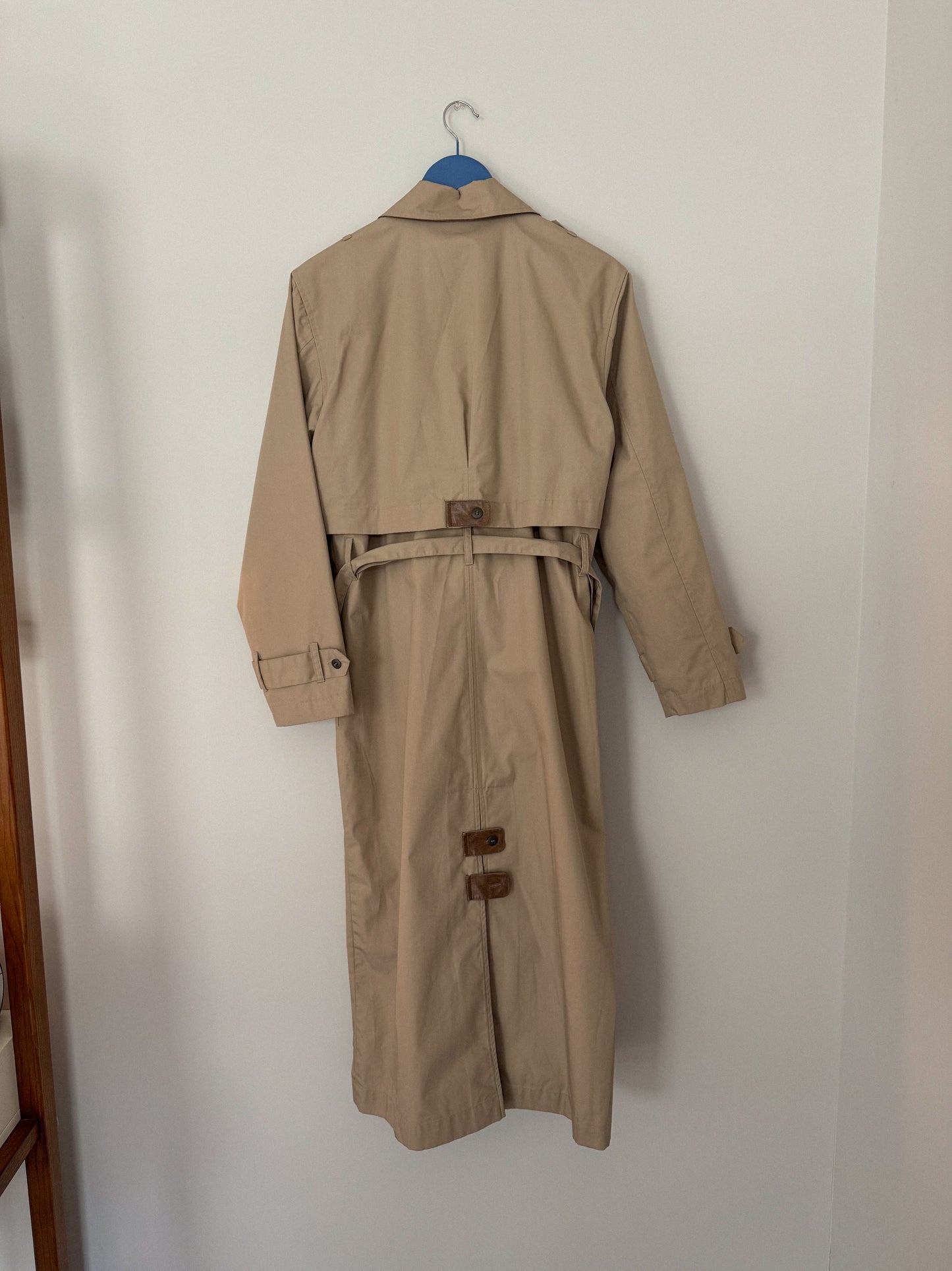 Vintage Leather Accent Trench Coat