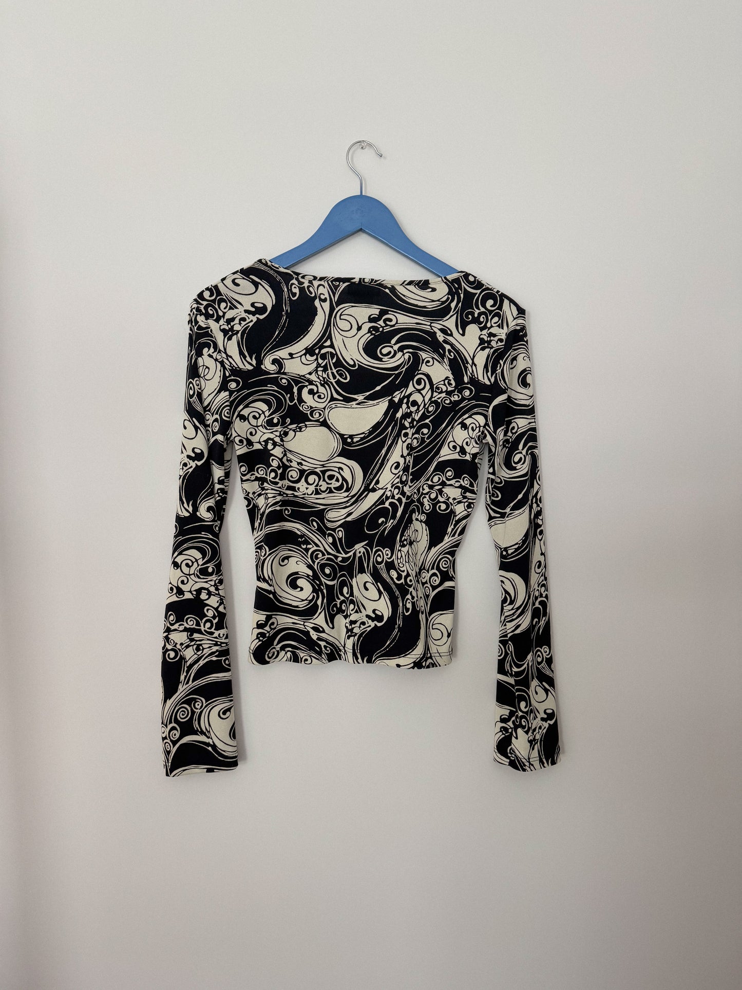 Retro BCBG Paris Printed Long Sleeve Top