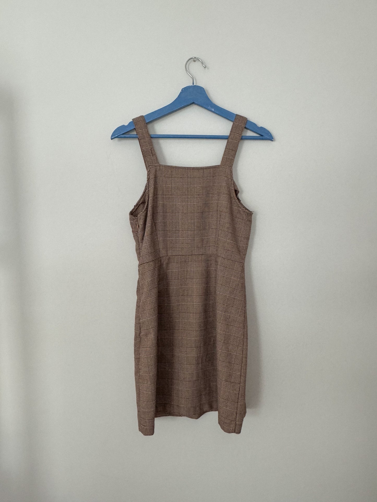 Plaid Button Overall Dress