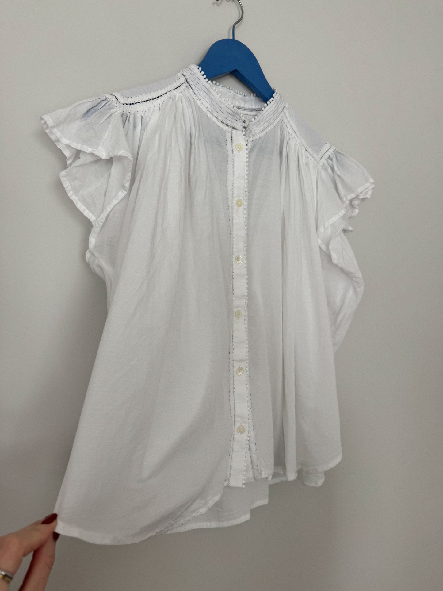 Madewell Shirred-Lace Trim Top