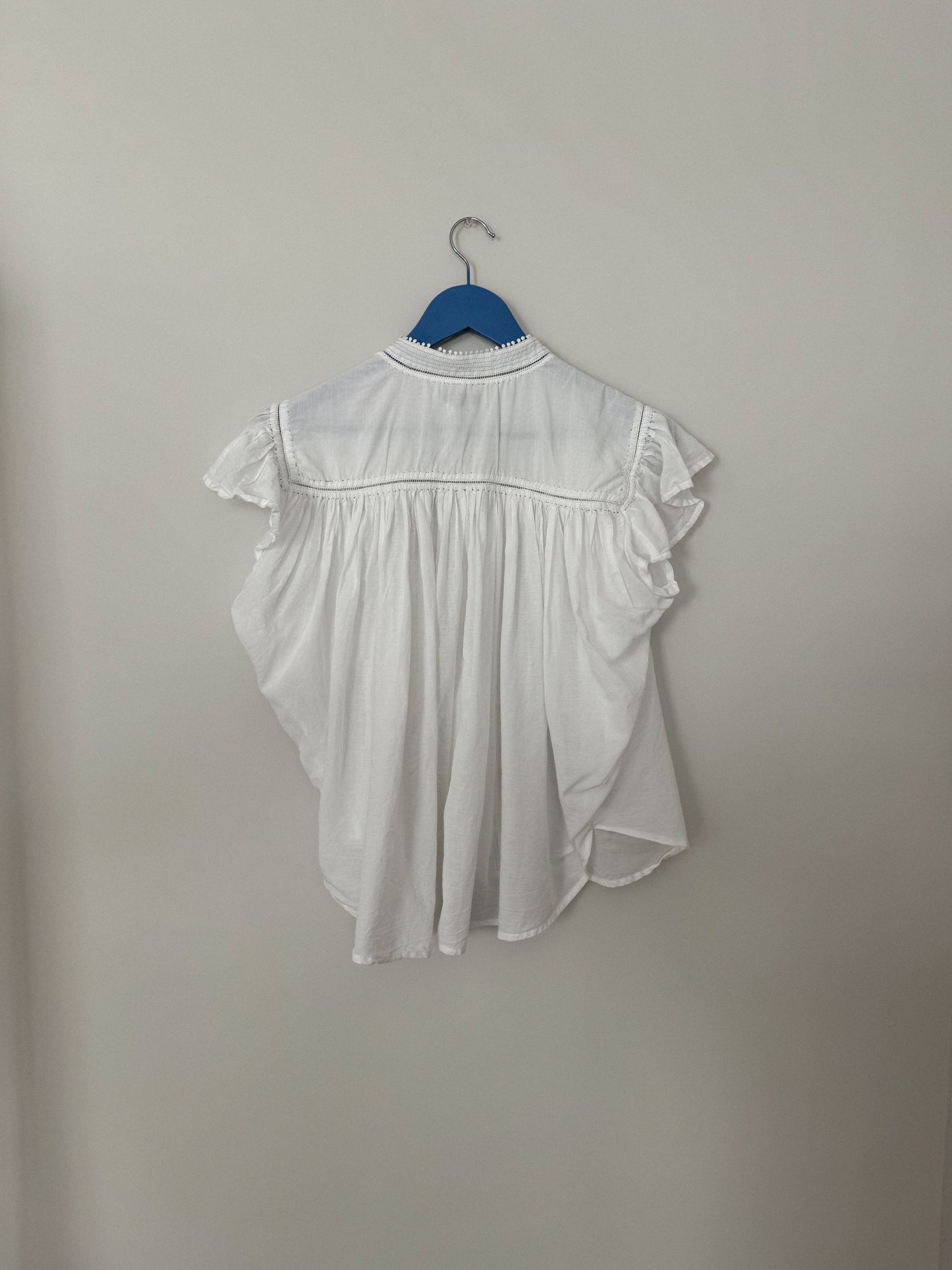 Madewell Shirred-Lace Trim Top