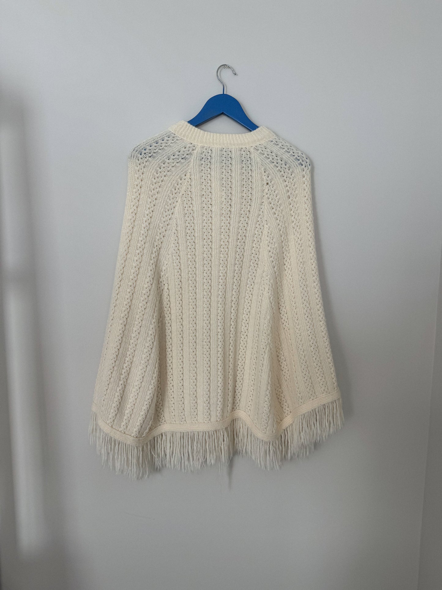 Vintage Hand-Knit Fringe Poncho