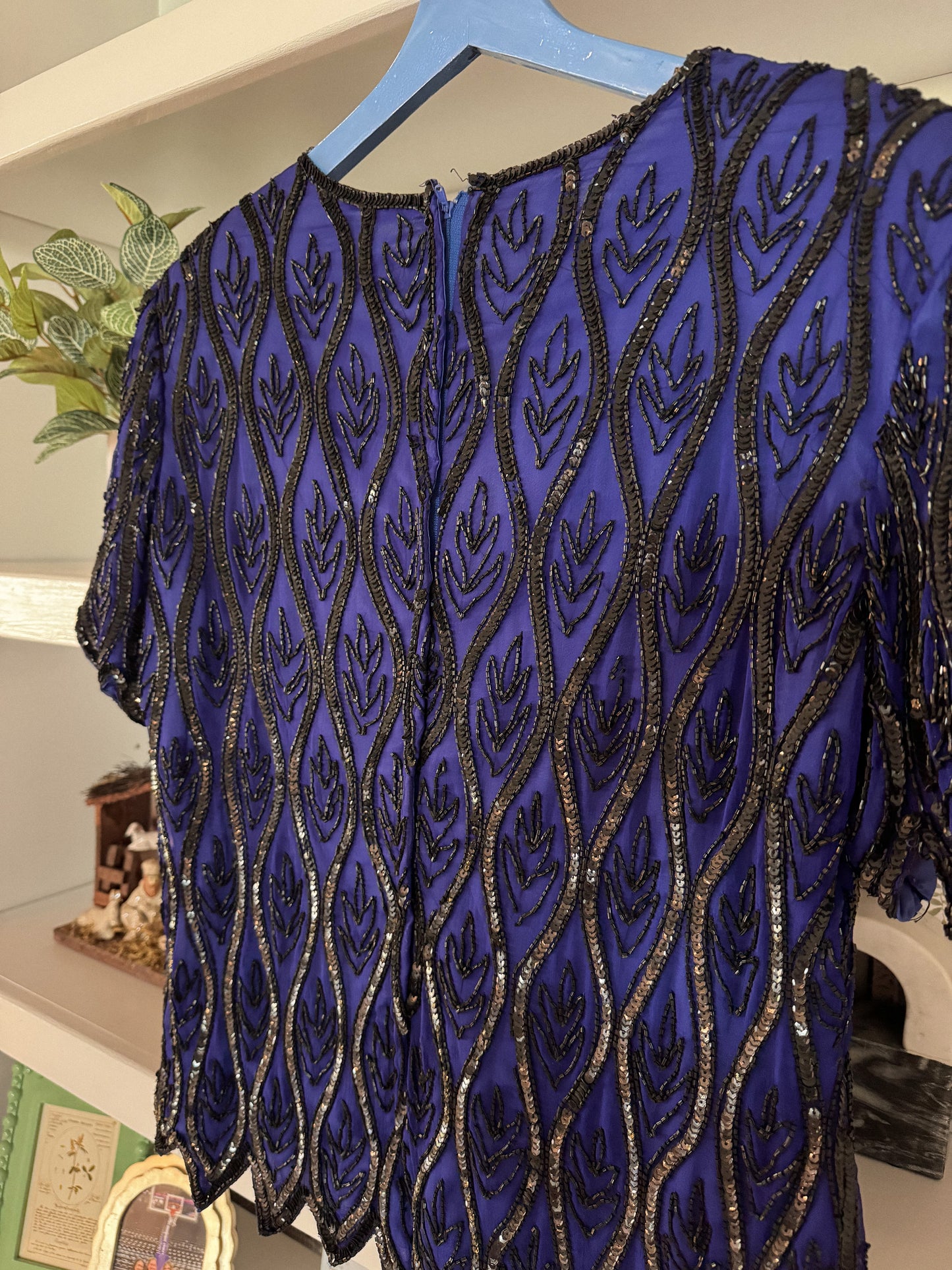 1980's Stenay Silk Beaded Top | Size M/L