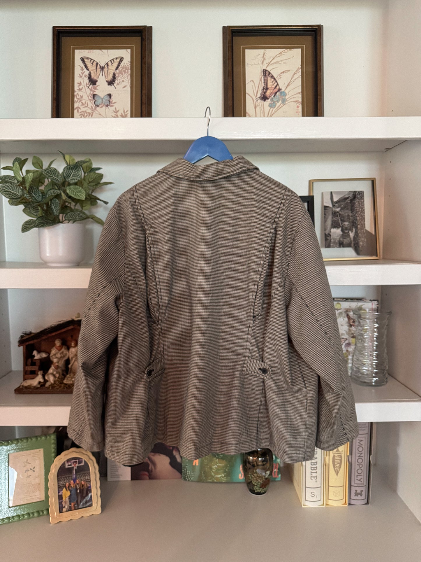 Early 1990's Houndstooth Zip Up Jacket | Size L