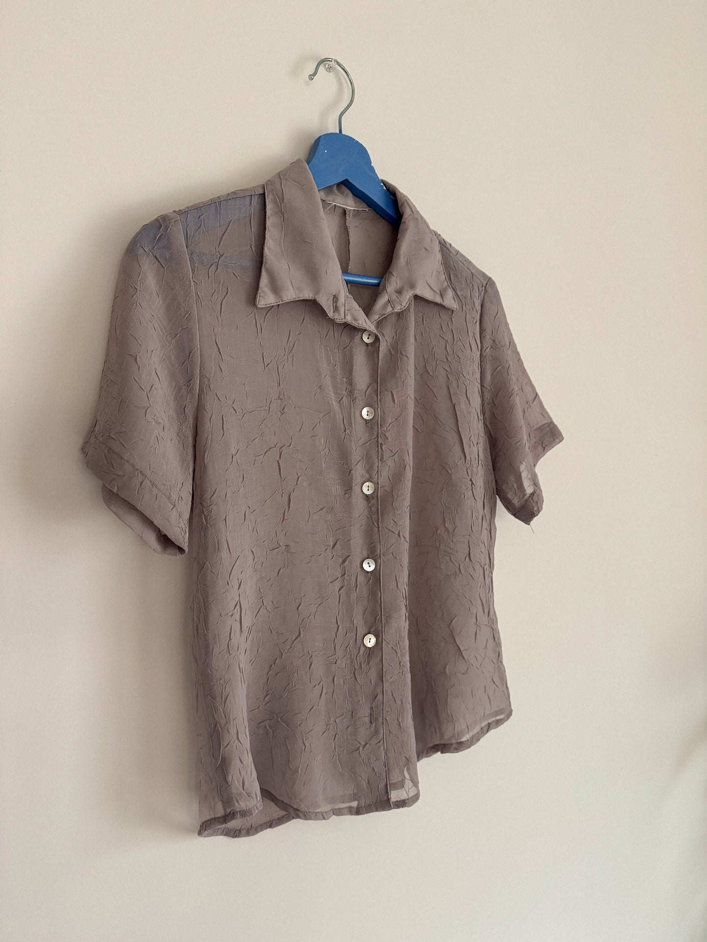 1990's Textured Sheer Button Up Top