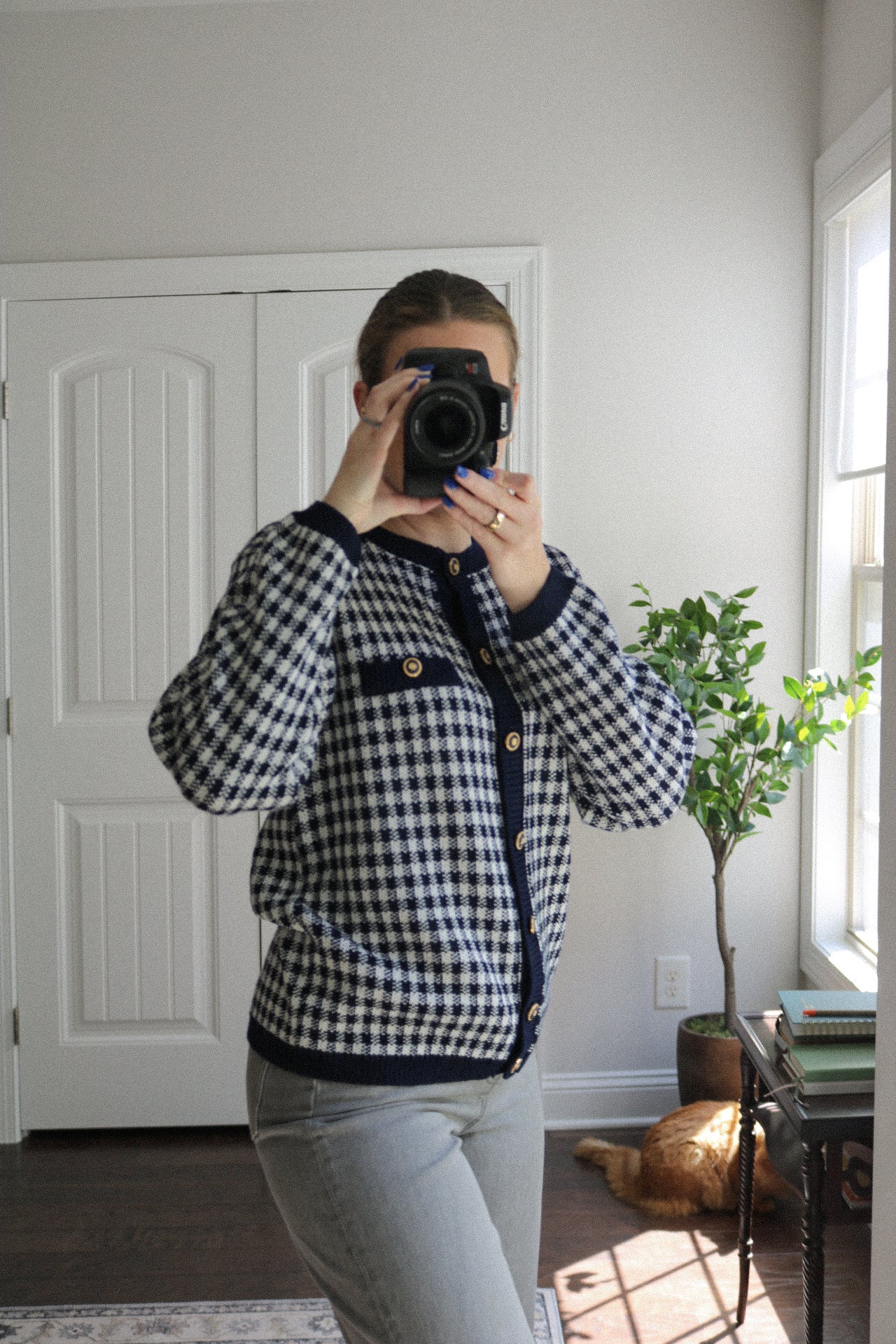 Vintage Navy Blue Sweater Cardigan
