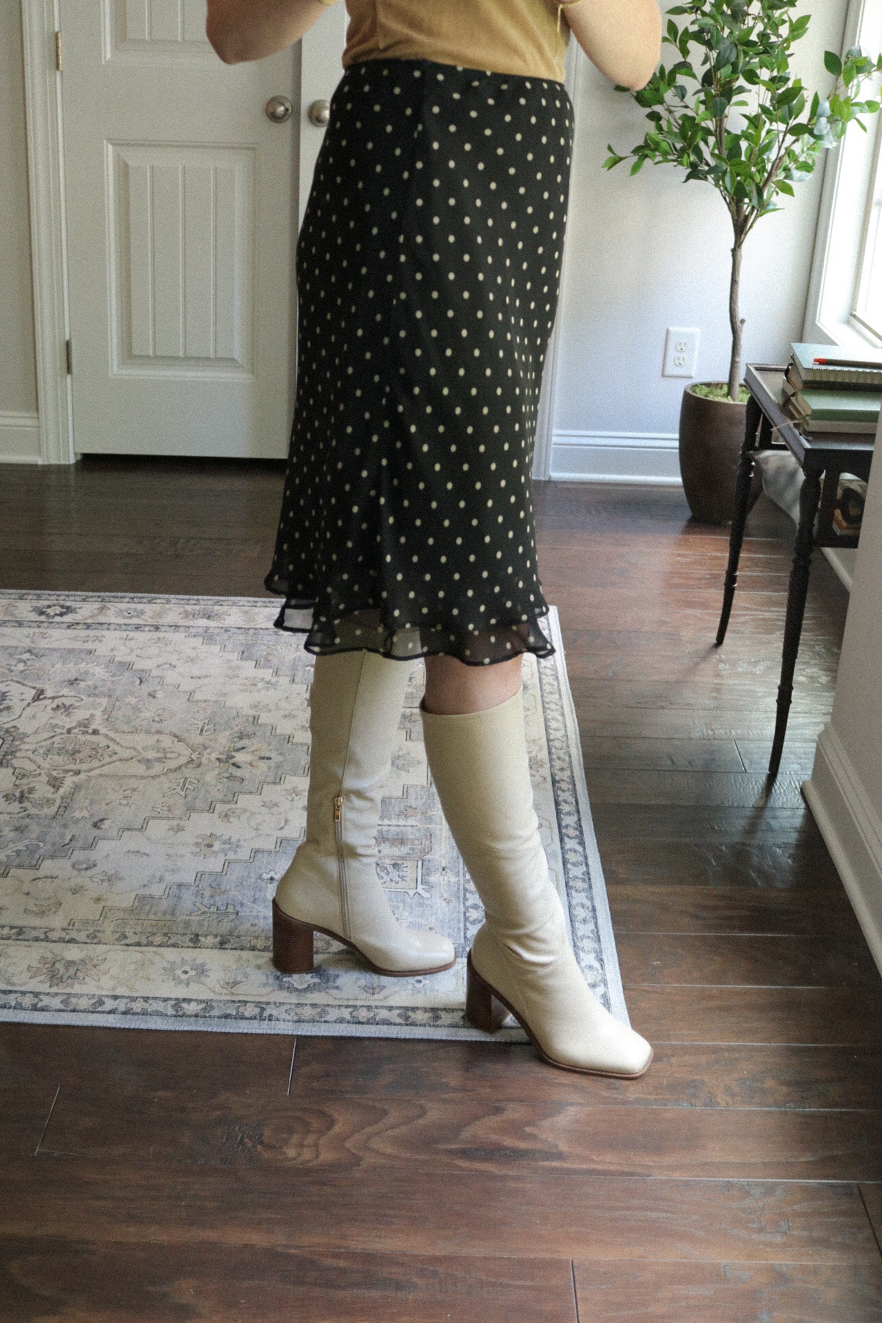 Vintage Polka Dot Midi Skirt