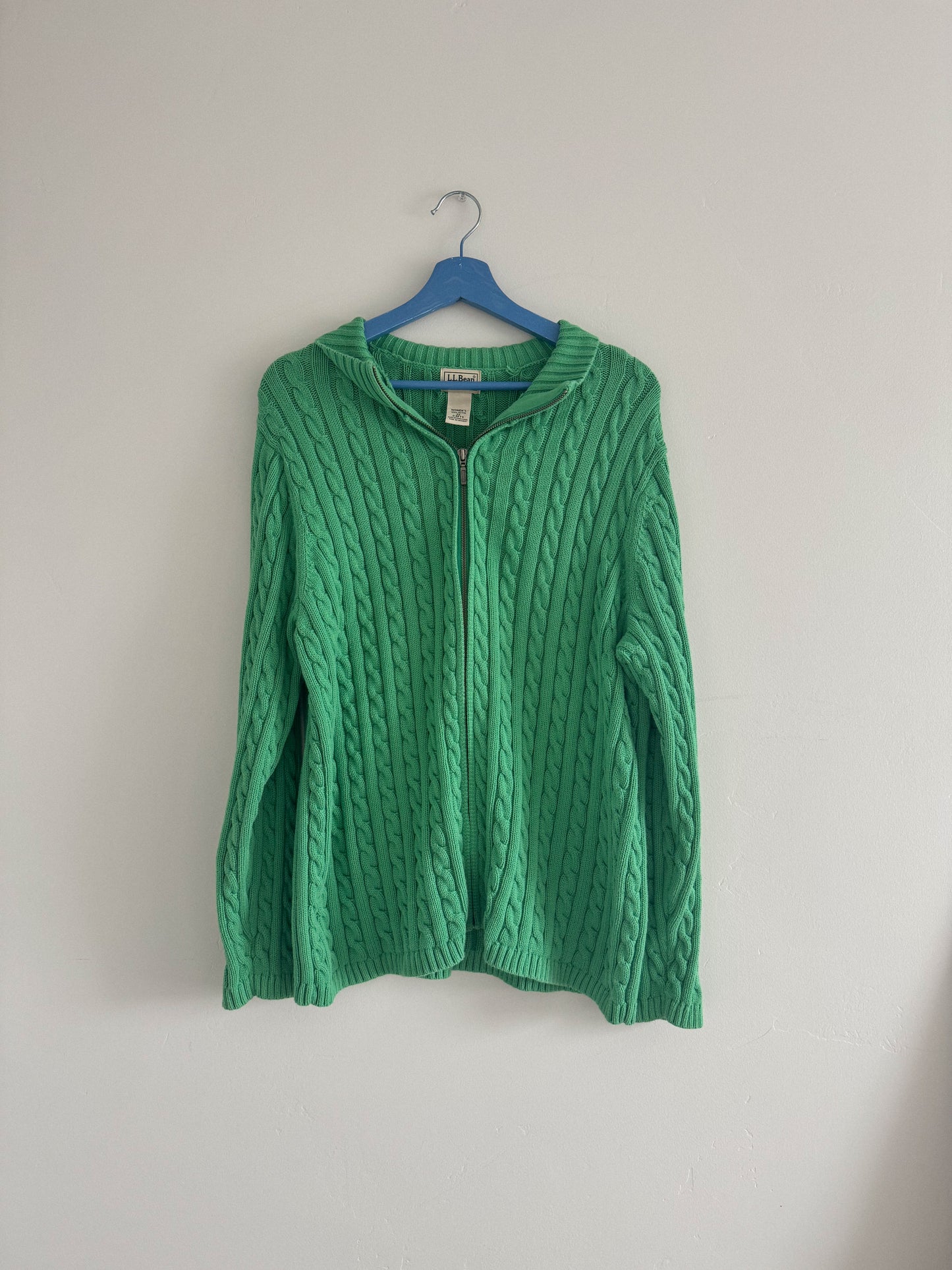 Vintage L.L. Bean Cable Knit Zip Up