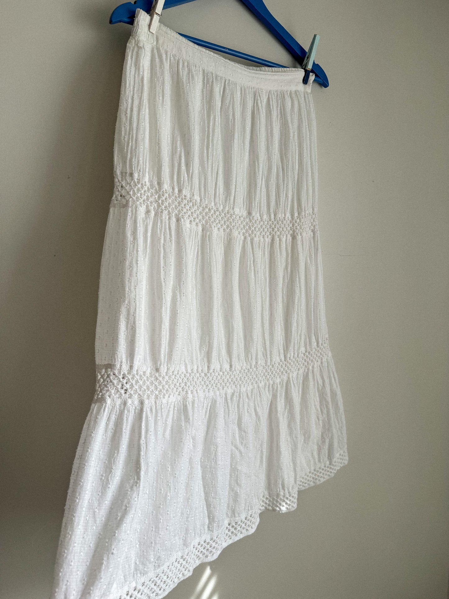 Textured White Midi Skirt