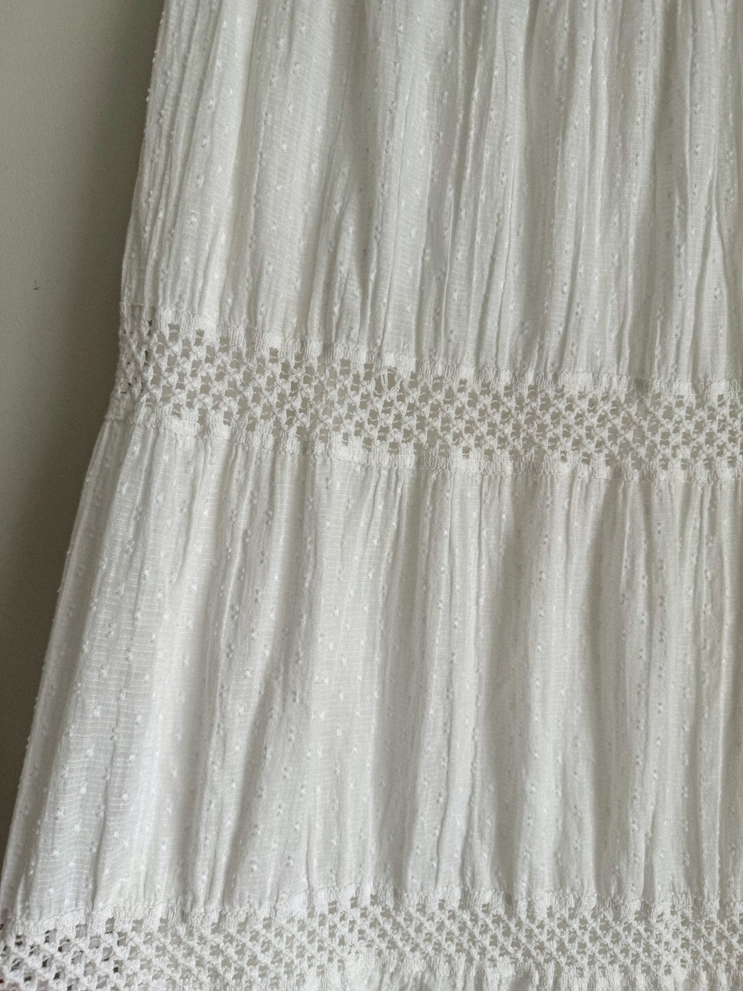 Textured White Midi Skirt