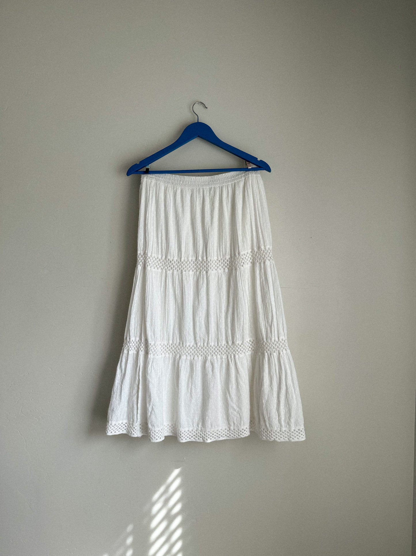 Textured White Midi Skirt