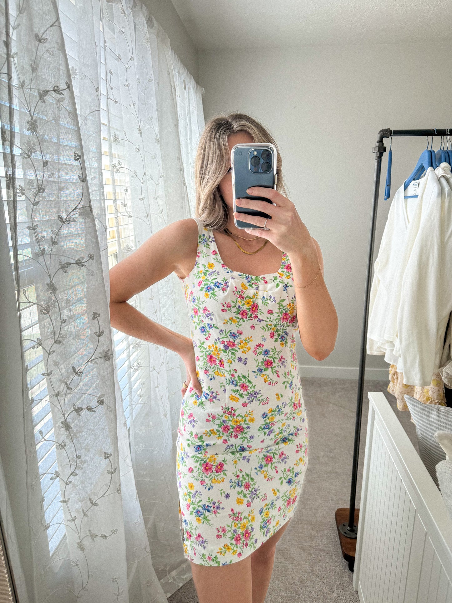 Vintage Cotton Floral Mini Dress
