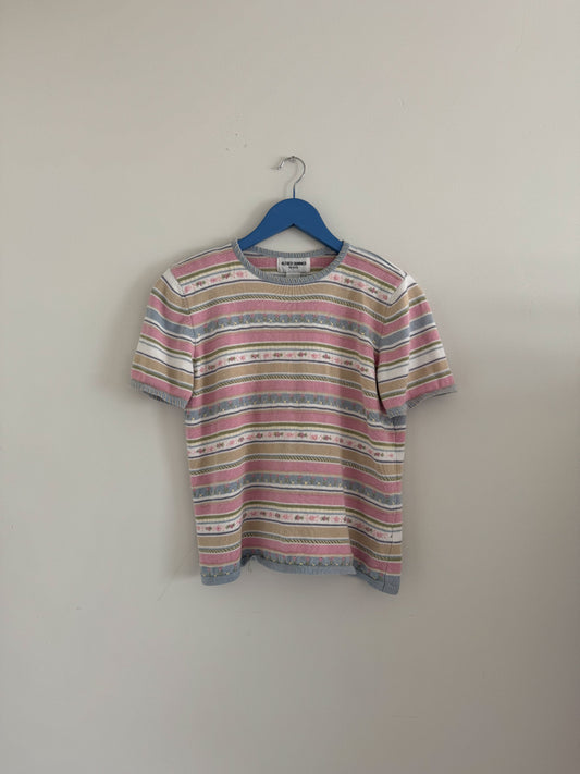 Vintage Flower Beaded Knit Top