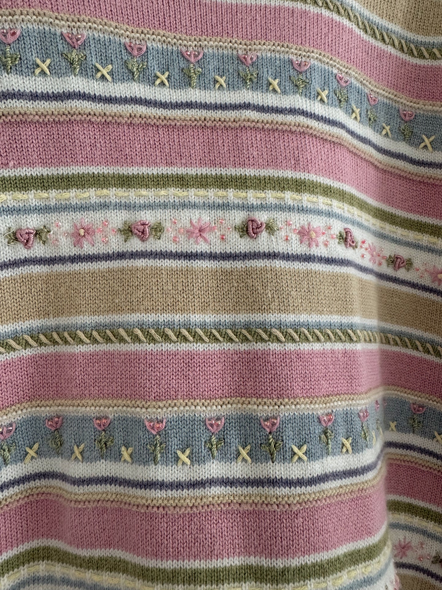 Vintage Flower Beaded Knit Top