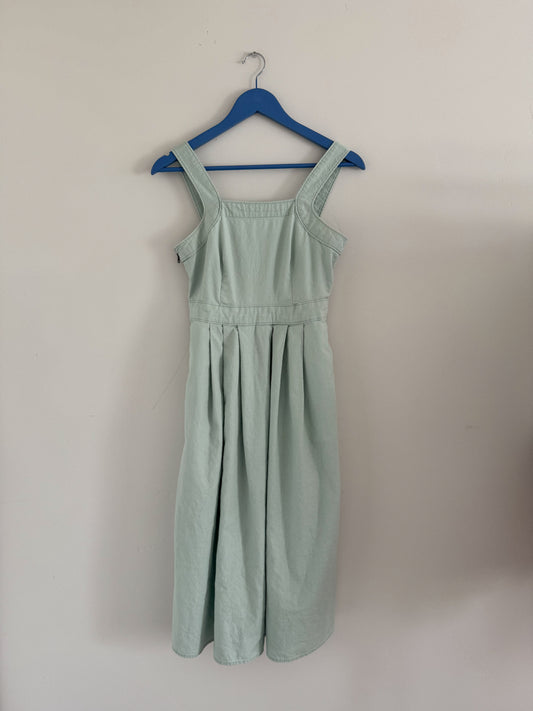 Pleated Eggshell Midi Dress