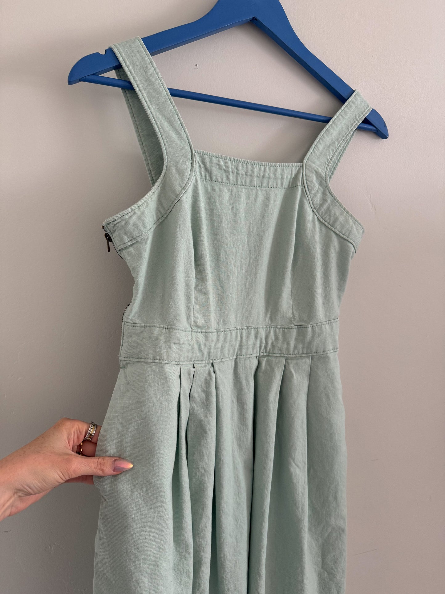 Pleated Eggshell Midi Dress