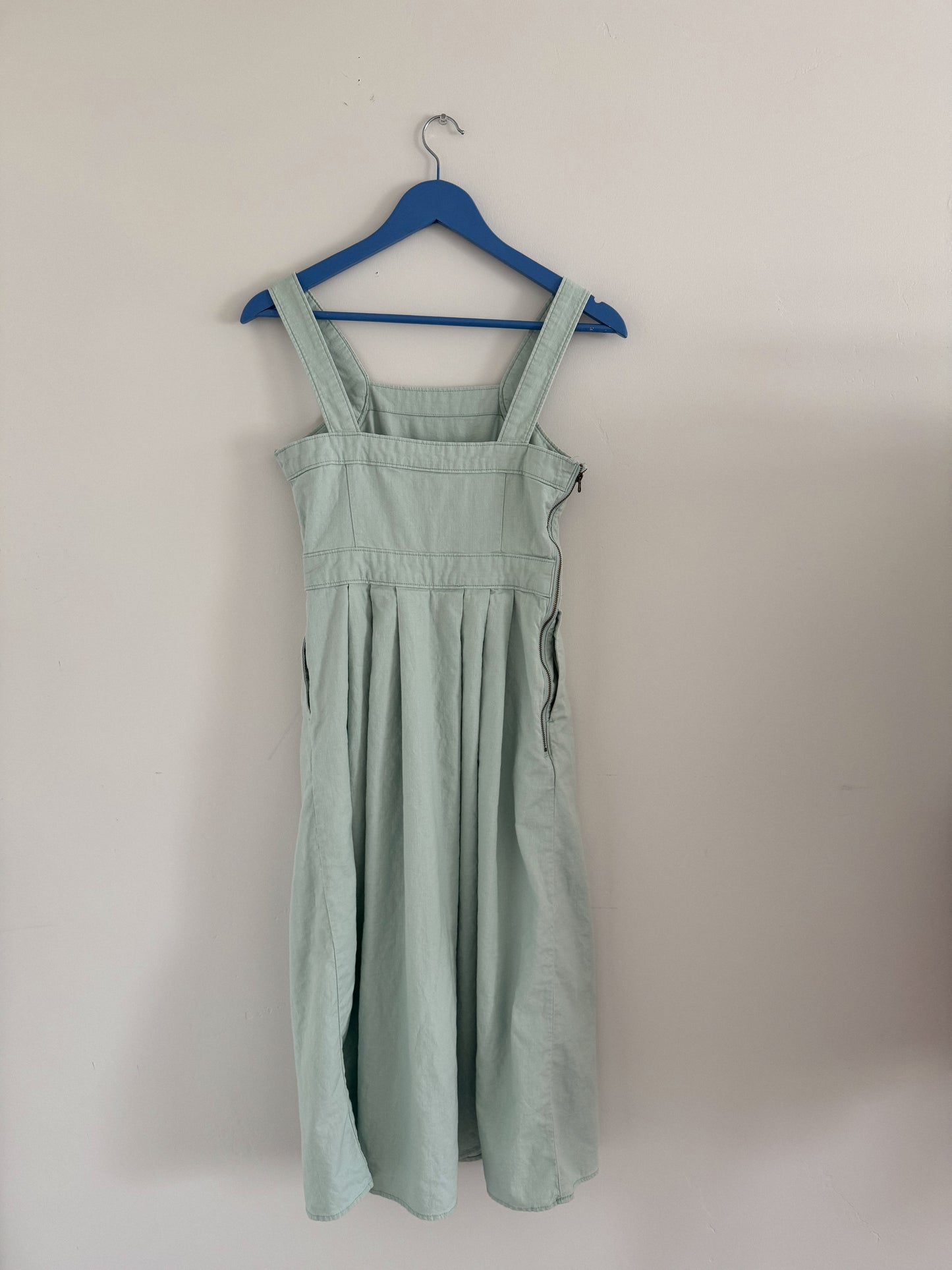 Pleated Eggshell Midi Dress