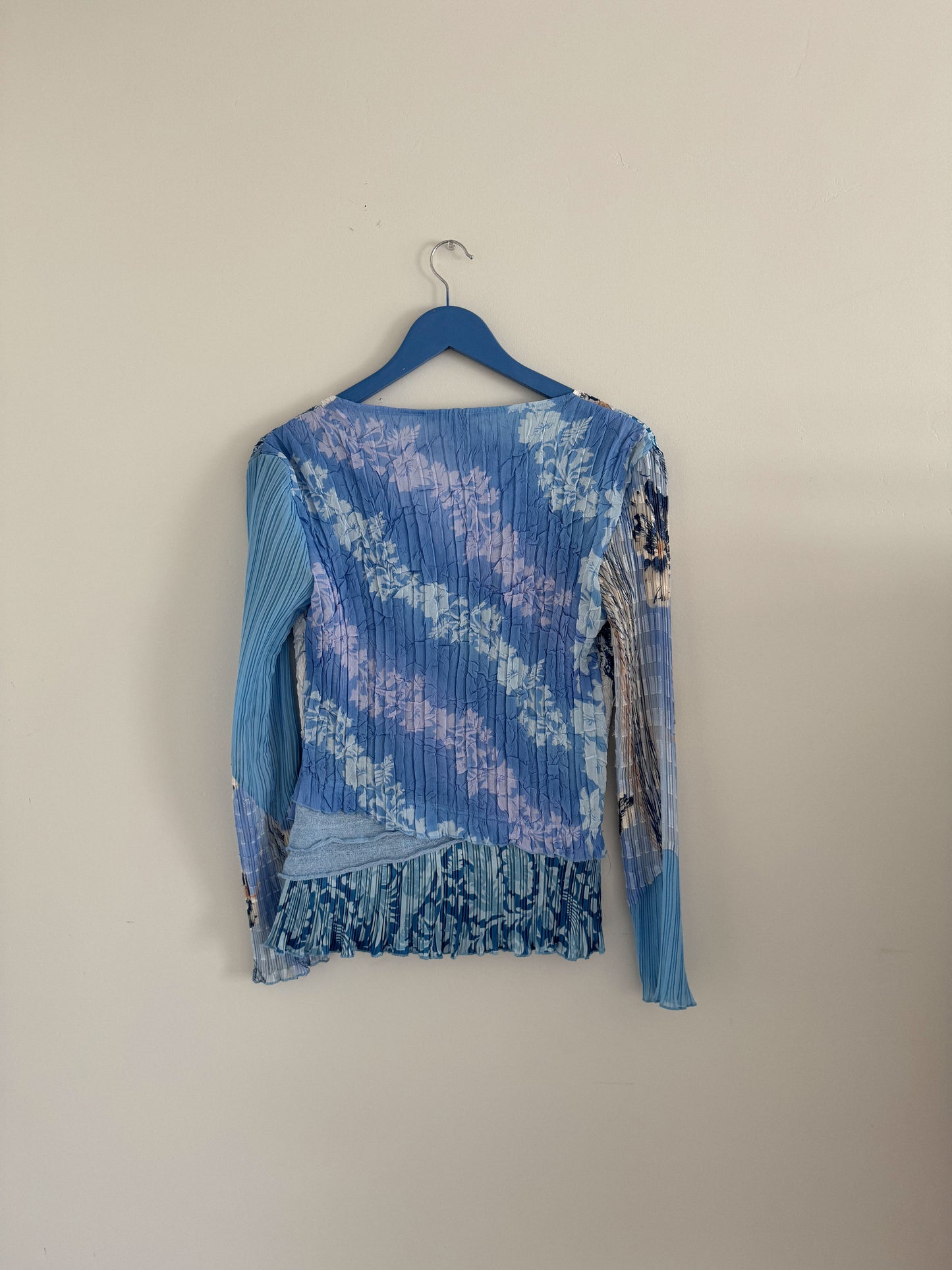 Vintage Blue Textured Long Sleeve Top
