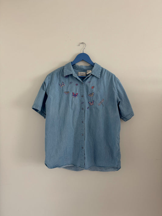 Vintage Butterfly Catcher Denim Top