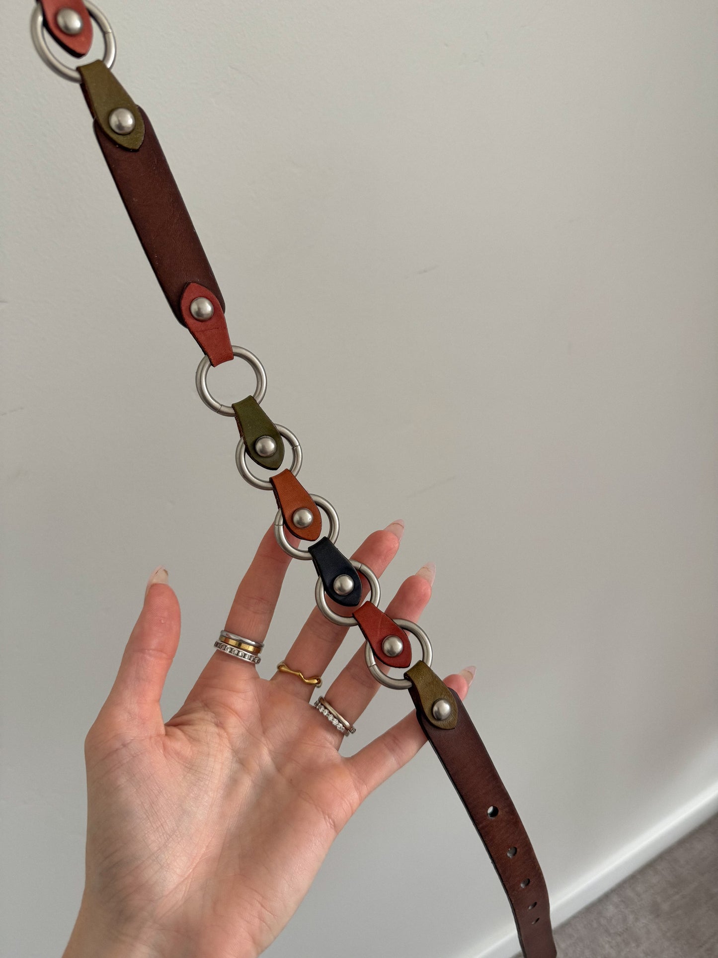 Leather Sterling Ring Belt