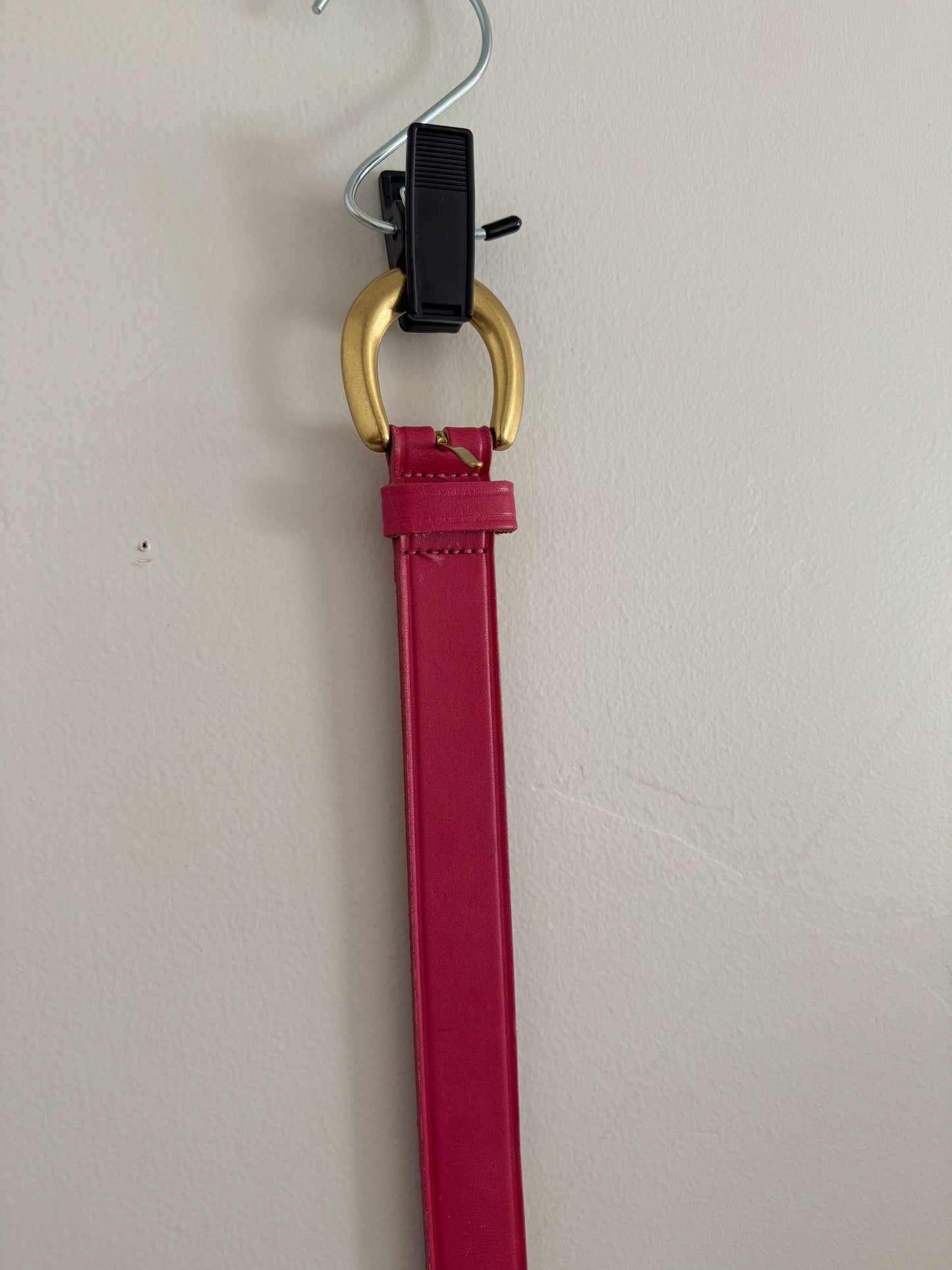 Vintage Pink Leather/Brass Belt