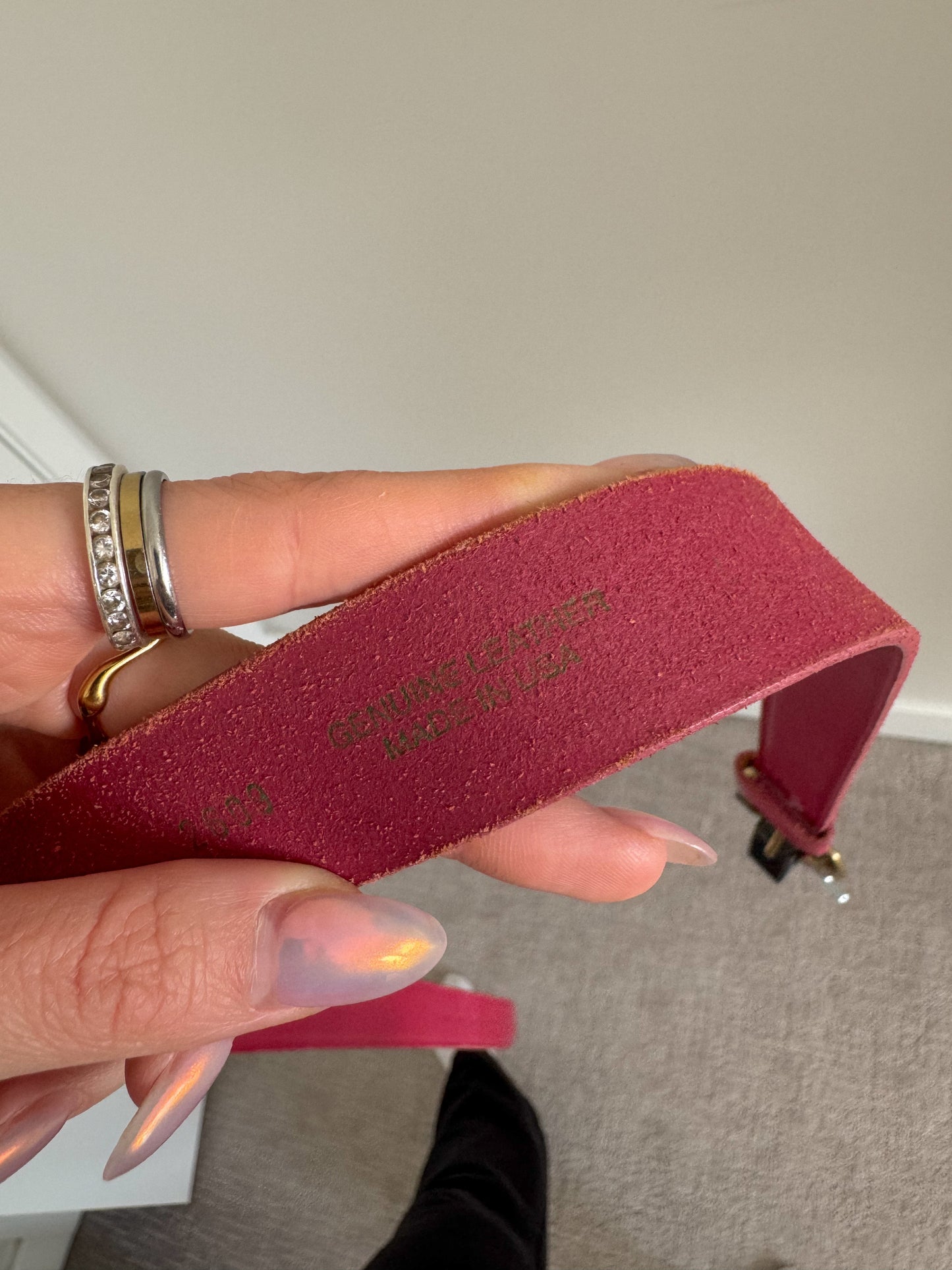 Vintage Pink Leather/Brass Belt