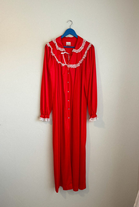 Vintage Red Slip Peignoir