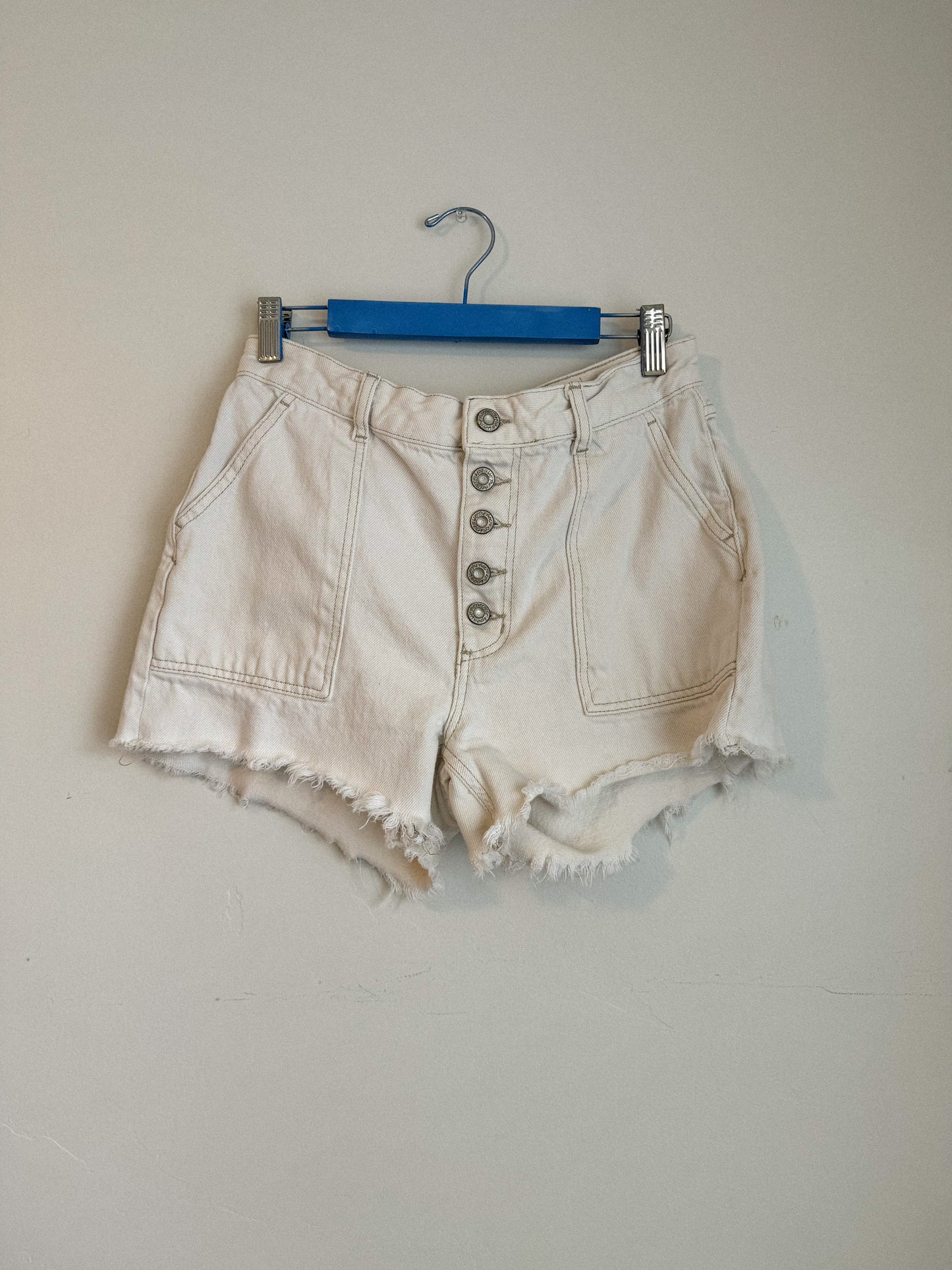 Free People Cream Cut Off Shorts