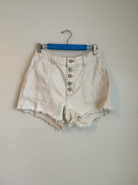 Free People Cream Cut Off Shorts