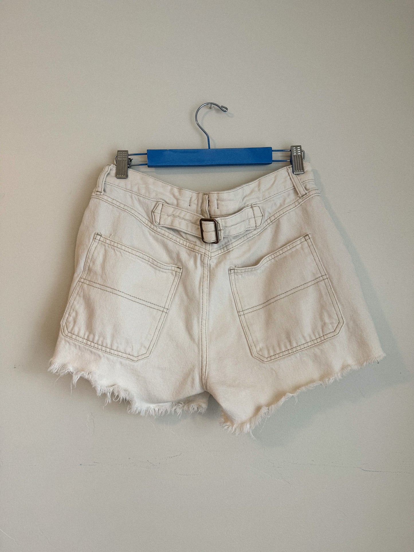 Free People Cream Cut Off Shorts