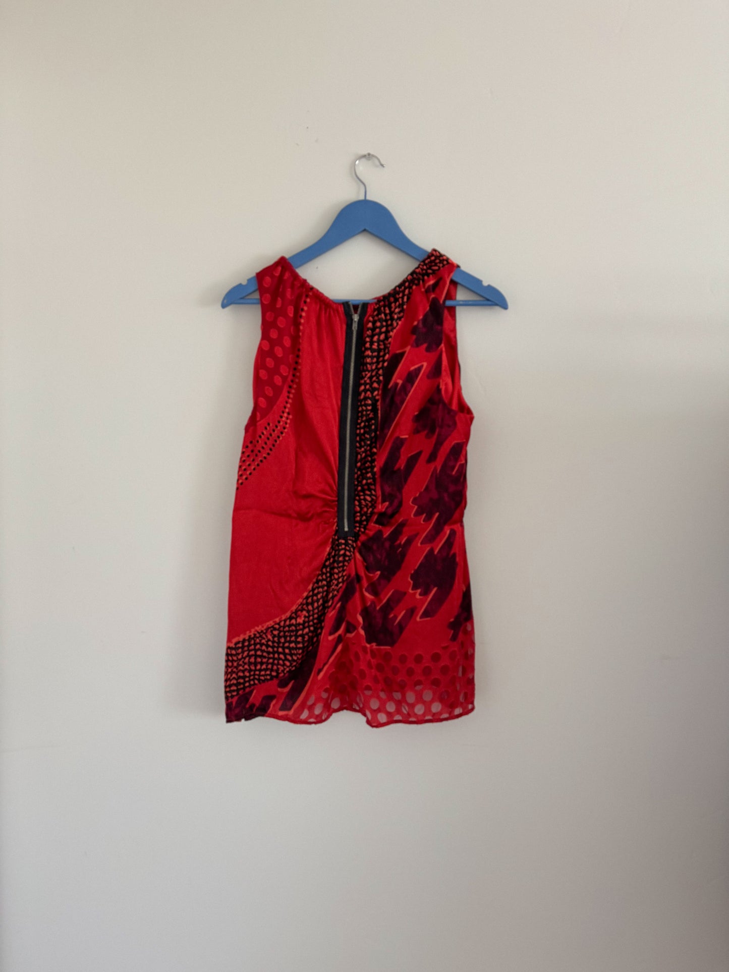Vintage Red Silk Printed Tank