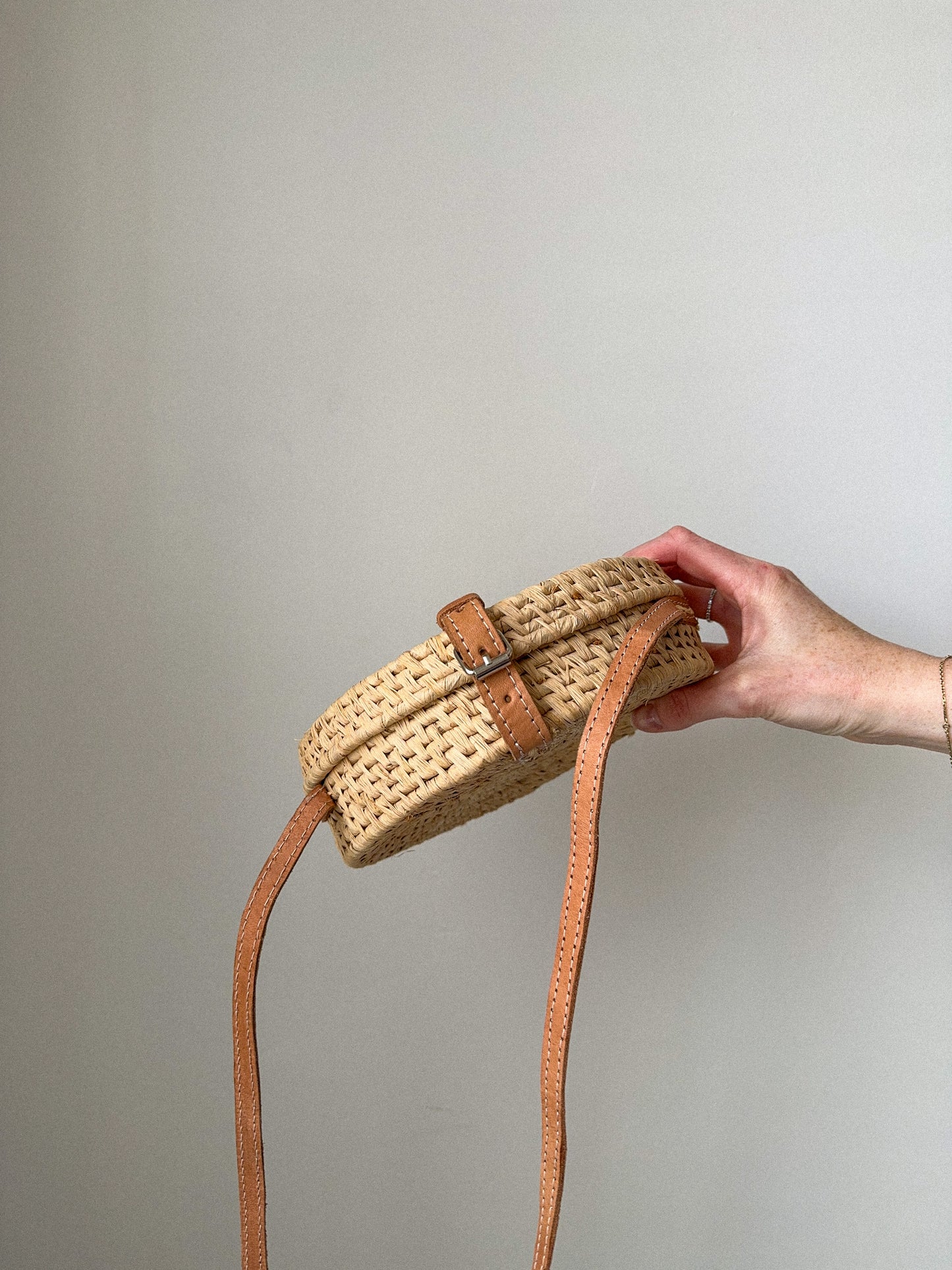 Rattan Circle Crossbody Bag