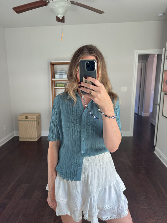Vintage Textured Button Blouse