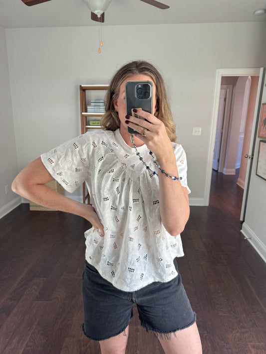 Cream Embroidered Top
