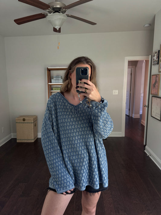 Vintage Oversized Henley Sweater