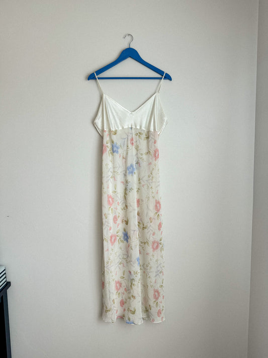 Vintage Floral Chiffon Slip Dress