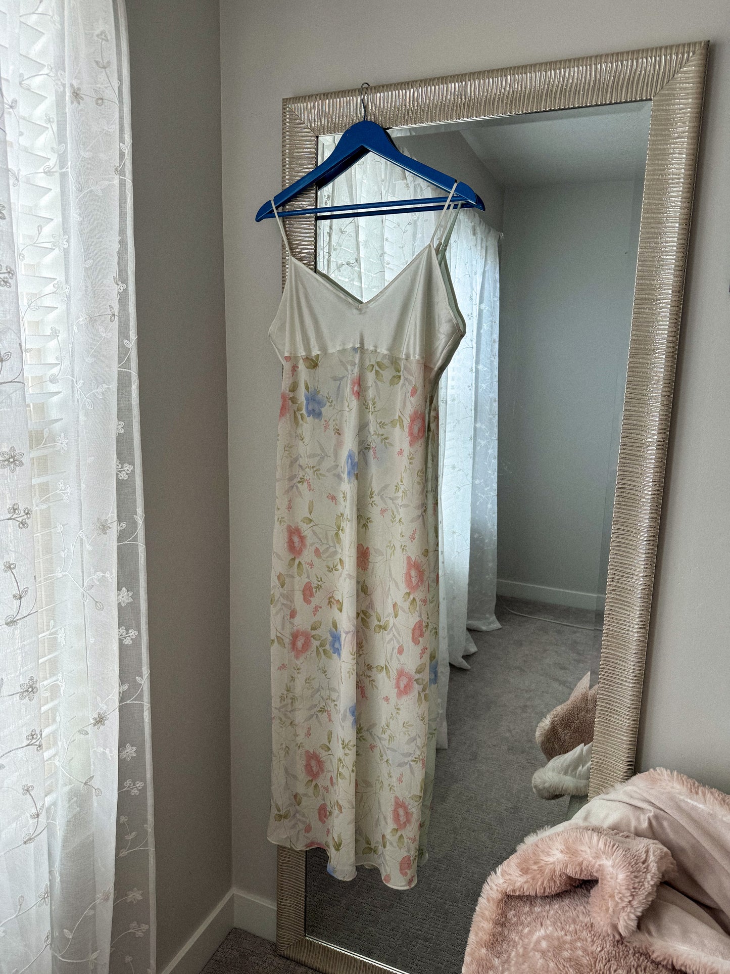 Vintage Floral Chiffon Slip Dress