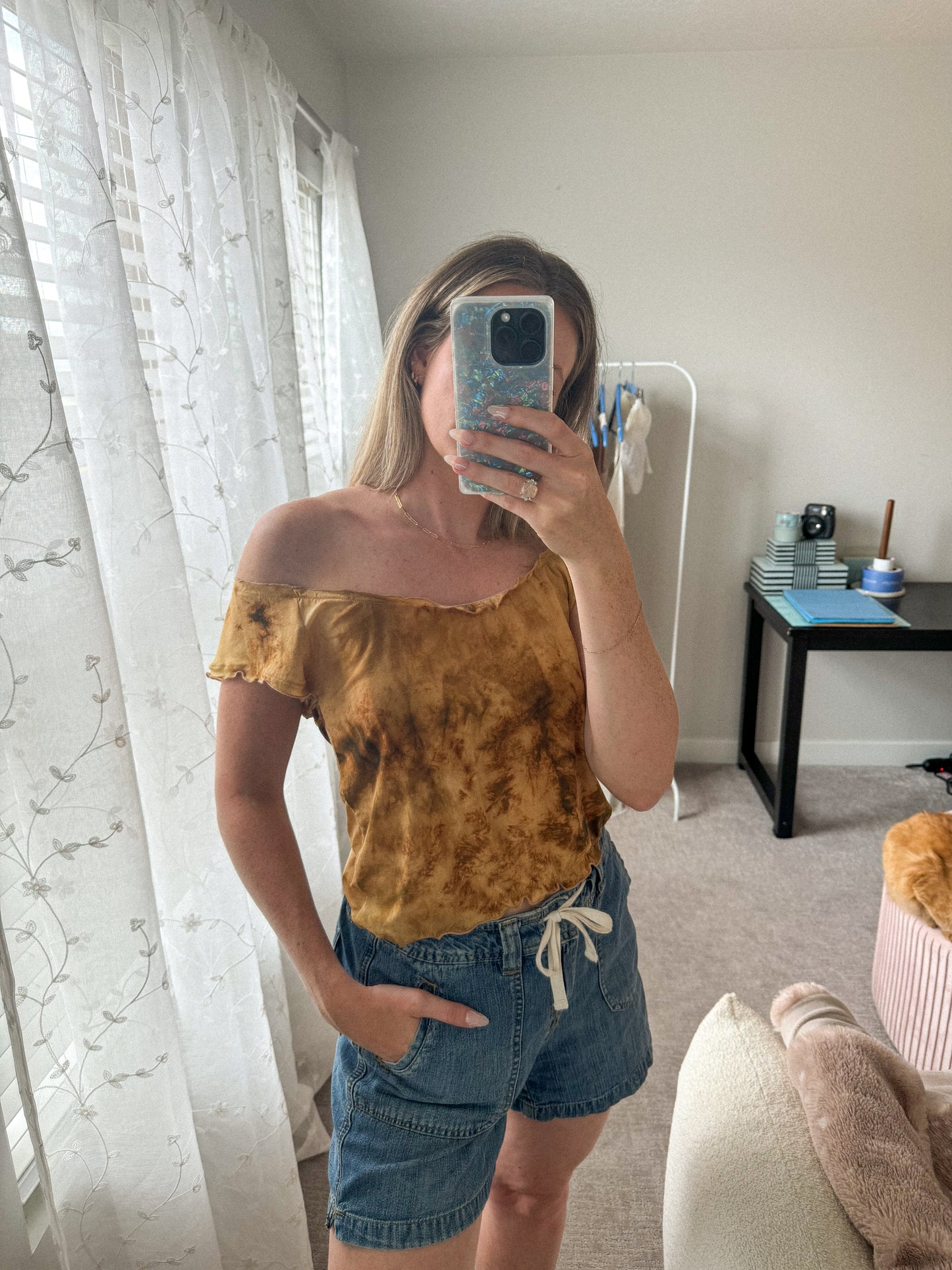 Vintage Tie Dye Ruffle Top