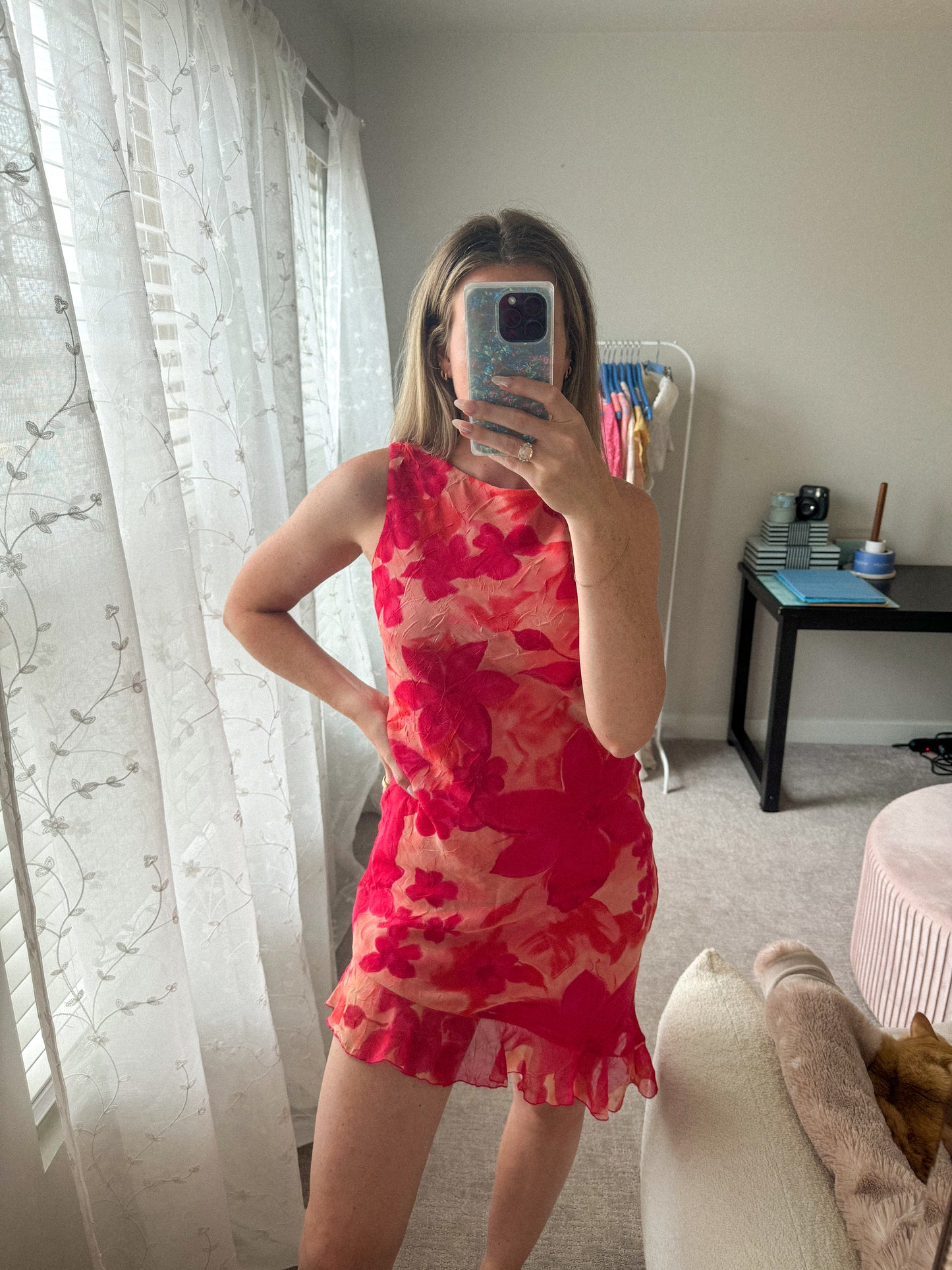 Vintage Floral Asymmetrical Dress