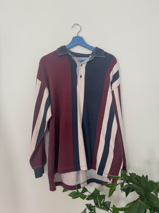 Vintage Striped Henley Top