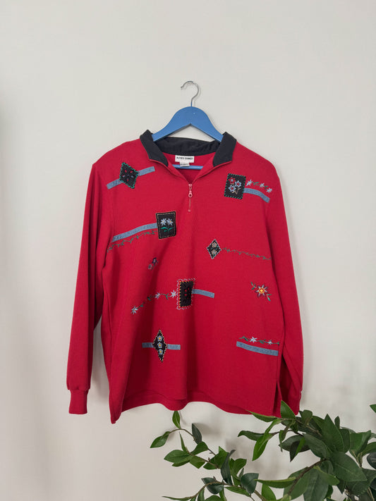 Vintage Patch Embroidered Half Zip