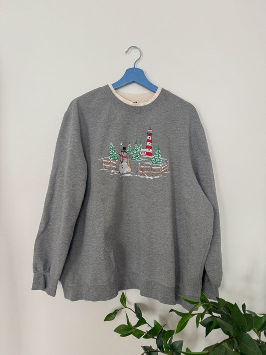 Vintage Lighthouse Snowman Sweatshirt
