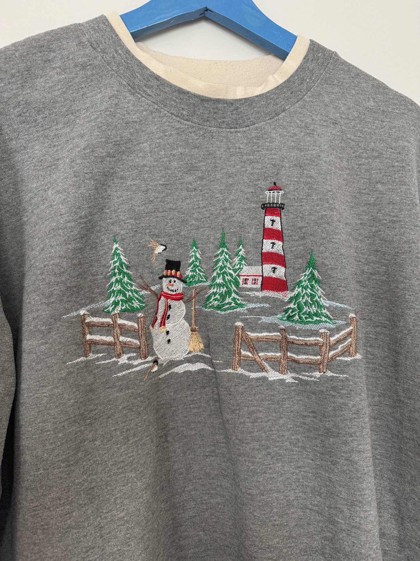 Vintage Lighthouse Snowman Sweatshirt